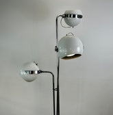 Robert Sonneman Tri arm Floor Lamp Metal Orb White Enamel & Chrome 1970's Oscillating